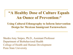 “A Healthy Dose of Culture Equals An Ounce of Prevention: ”