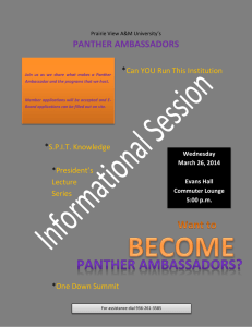PANTHER AMBASSADORS  * Can YOU Run This Institution