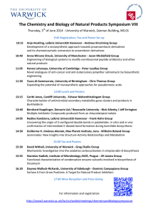The Chemistry and Biology of Natural Products Symposium VIII Thursday, 5