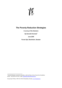 The Poverty Reduction Strategies A survey of the literature By Kenneth Hermele