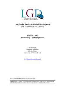 Law, Social Justice &amp; Global Development  (An Electronic Law Journal) Peoples’ Law:
