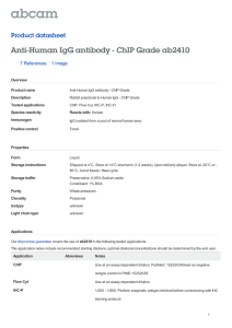 Anti-Human IgG antibody - ChIP Grade ab2410 Product datasheet 7 References 1 Image
