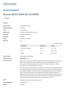 Human MCP3 ELISA Kit ab100588 Product datasheet 2 Images Overview