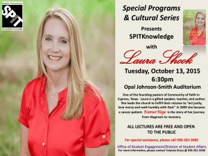 Laura Shook Special Programs &amp; Cultural Series SPITKnowledge