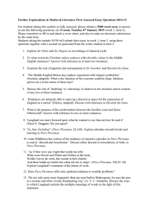 Further Explorations in Medieval Literature First Assessed Essay Questions 2014-15