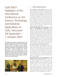 Gold 2003: Highlights of this 1 Plenary Keynote Lectures