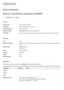 Anti-C1 Inactivator antibody ab54898 Product datasheet 2 References 2 Images