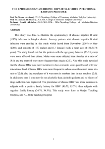 THE EPIDEMIOLOGY of CHRONIC HEPATITIS-B-VIRUS INFECTION in BABYLON PROVINCE  Abstract: