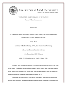 WHITLOWE R. GREEN COLLEGE OF EDUCATION Doctoral Defense Announcement  ABSTRACT