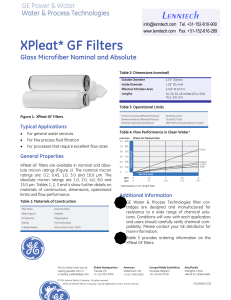 XPleat* GF Filters L enntech Glass Microfiber Nominal and Absolute