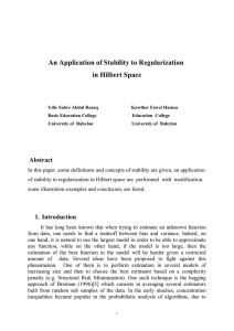 An Application of Stability to Regularization  in Hilbert Space