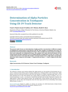 Determination of Alpha Particles Concentration in Toothpaste Using CR-39 Track Detector