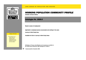 WORKING POPULATION COMMUNITY PROFILE Catalogue No. 2020.0
