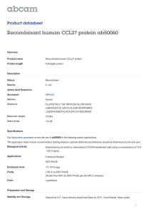 Recombinant human CCL27 protein ab50060 Product datasheet Overview Product name