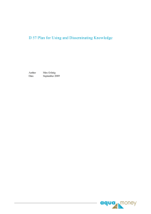 D 57 Plan for Using and Disseminating Knowledge  Author Max Grünig