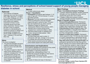 Resilience, stress and perceptions of school based support of young... diabetes in school.