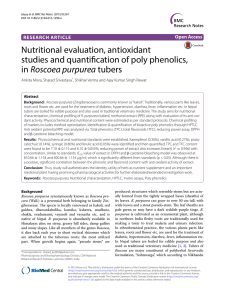 Nutritional evaluation, antioxidant studies and quantification of poly phenolics, Roscoea purpurea RESEARCH ARTICLE