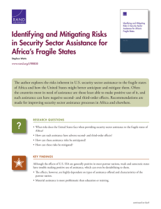 Identifying and Mitigating Risks in Security Sector Assistance for Africa’s Fragile States