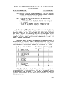 OFFICE OF THE COMMISSIONER OF HEALTH AND FAMILY WELFARE A.P. HYDERABAD Dated:01-02-2016