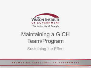 Maintaining a GICH Team/Program Sustaining the Effort