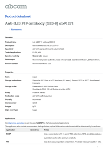 Anti-IL23 P19 antibody [G23-8] ab91271 Product datasheet 1 References Overview