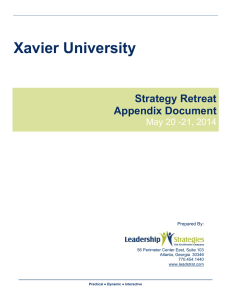 Xavier University Strategy Retreat Appendix Document