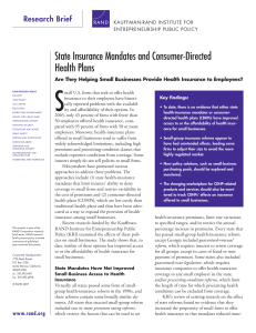 S State Insurance Mandates and Consumer-Directed Health Plans Research Brief
