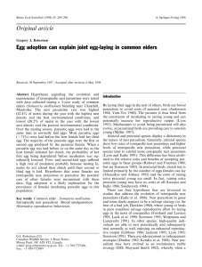 Original article Egg adoption can explain joint egg-laying in common eiders Ó