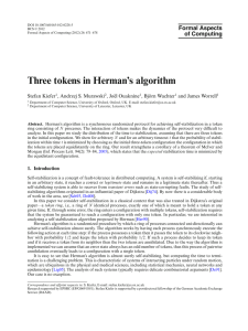 Three tokens in Herman’s algorithm Formal Aspects of Computing Stefan Kiefer