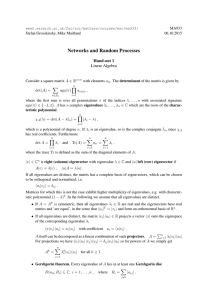 Networks and Random Processes Hand-out 1 Linear Algebra