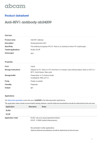 Anti-HIV1 antibody ab24209 Product datasheet Overview Product name