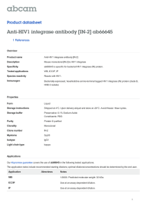 Anti-HIV1 integrase antibody [IN-2] ab66645 Product datasheet 1 References Overview