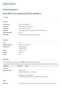 Anti-HIV1 tat antibody (FITC) ab43016 Product datasheet 1 Image Overview