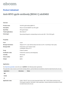 Anti-HIV2 gp36 antibody [BDI411] ab20452 Product datasheet Overview Product name