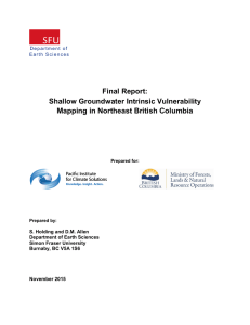 Final Report: Shallow Groundwater Intrinsic Vulnerability Mapping in Northeast British Columbia