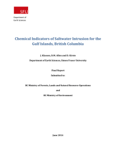 Chemical Indicators of Saltwater Intrusion for the Gulf Islands, British Columbia