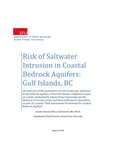 Risk of Saltwater Intrusion in Coastal Bedrock Aquifers: Gulf Islands, BC