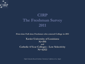 CIRP The Freshman Survey 2011 Xavier University of Louisiana