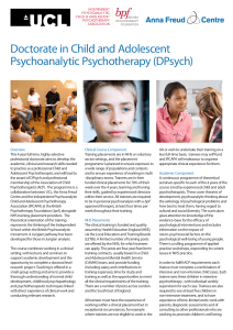 Doctorate in Child and Adolescent Psychoanalytic Psychotherapy (DPsych)