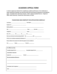 ACADEMIC APPEAL FORM