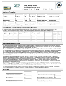        State of New Mexico                             Dual Credit Request Form                        