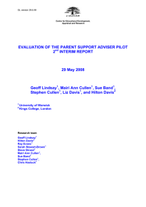 EVALUATION OF THE PARENT SUPPORT ADVISER PILOT 2 INTERIM REPORT