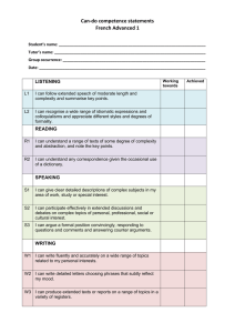 Can-do competence statements French Advanced 1