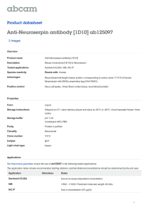 Anti-Neuroserpin antibody [1D10] ab125097 Product datasheet 3 Images Overview