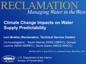 Climate Change Impacts on Water Supply Predictability