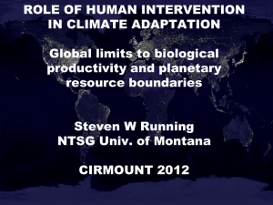 ROLE OF HUMAN INTERVENTION IN CLIMATE ADAPTATION  Global limits to biological