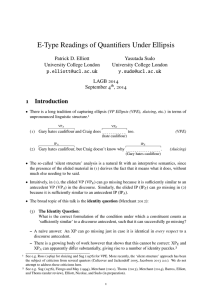 E-Type Readings of Quantifiers Under Ellipsis