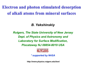 Electron and photon stimulated desorption of alkali atoms from mineral surfaces