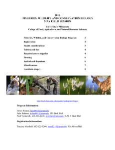 2016 FISHERIES, WILDLIFE AND CONSERVATION BIOLOGY MAY FIELD SESSION