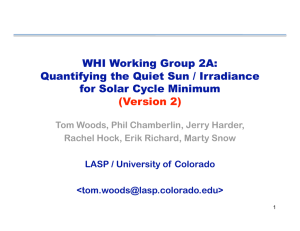 WHI Working Group 2A: Quantifying the Quiet Sun / Irradiance